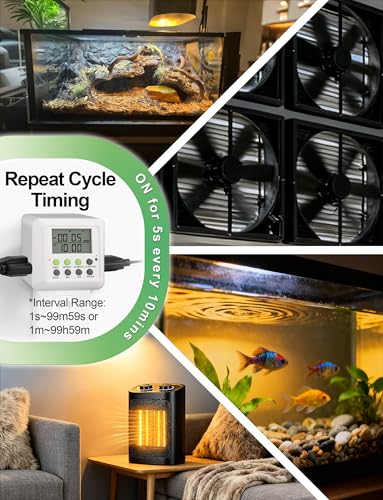 NOVKIT 3-in-1 Dual Outlet Timer Plug with Interval Cycle for Indoor, 7 Day 24 Hour Programmable Digital Repeat Timer Switch(15A, 1875W) - Image 4