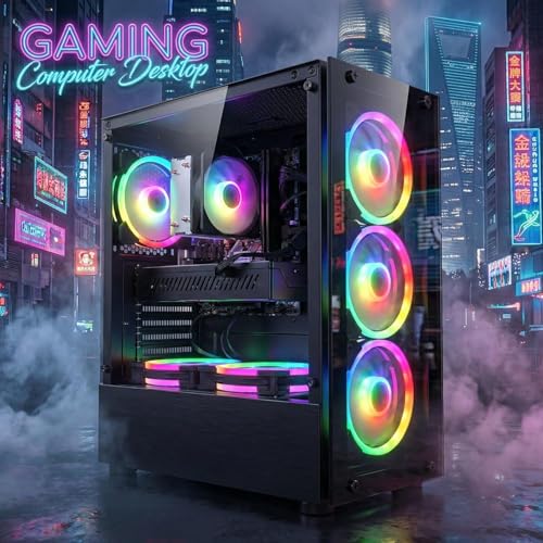 Image of STGAubron Gaming PC Desktop, Intel Core i7 up to 3.9GHz, GeForce GTX 1660 Super 6G, 32GB RAM, 1TB SSD, WiFi 6, BT 5.0, RGB Fan x 6, Windows 11 Home