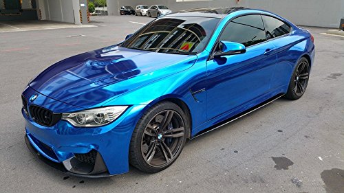 VViViD Blue Mirror Chrome Cast Vinyl Wrap Self-Adhesive Film Air-Release Bubble and Air-Free 3MIL-VViViD8 (100ft x 5ft (Bulk Wrap Kit))