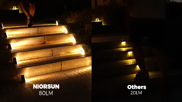 Image of NIORSUN Outdoor Step Lights, 24 Pack Solar Stair Lights Outdoor Waterproof IP67 Auto On Off, Solar Lights for Steps,Stair,Patio,Yard,Porch,Front Door,Sidewalk,Deck Decor,Warm White