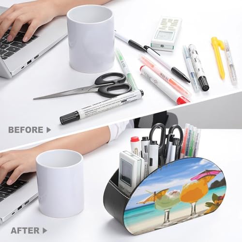 Support de télécommande en cuir à 5 compartiments pour table - 4