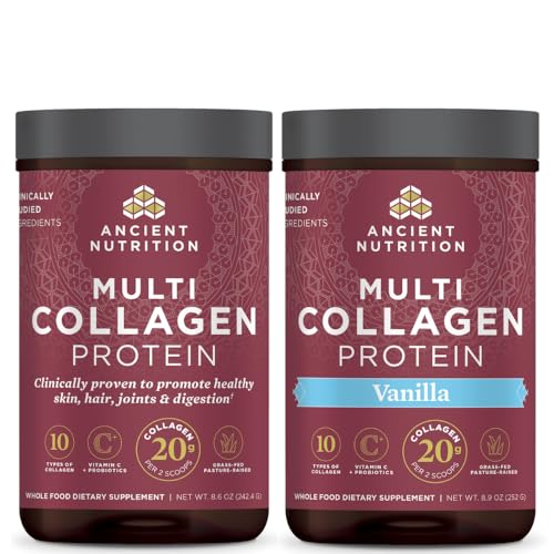 Ancient Nutrition Multi Collagen Protein Powder Unflavored 24 Servings + Multi Collagen Protein Powder Vanilla 24 Servings - image 1
