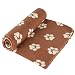 Pet Blanket For Dog Cat Animal 39 x 27 Inches Fleece Black Paw Print All Year Round Puppy Kitten Bed Warm Sleep Mat Fabric Indoors Outdoors (Dark Brown)