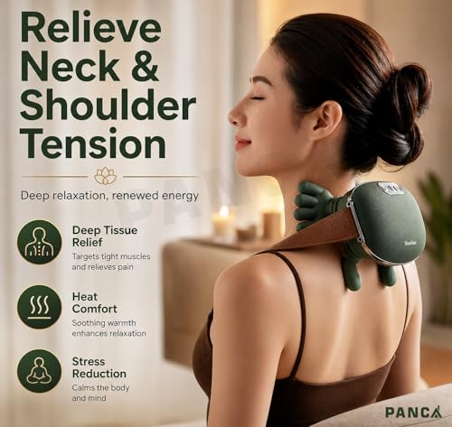 Image of PANCA Heated Neck & Back Massager with 4D Kneading, Wireless Portable Electric Deep Tissue Massager for Shoulder, Cervical, Back, Leg & Foot Pain Relief, Rechargeable Body Massager (Green)