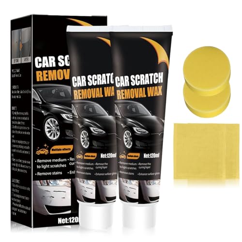 2 Stück Kratzer Entferner Auto Autokratzer Reparatur Paste 120ml Schneller Kratzer Entferner Auto mit Schwamm & Tuch Scratch Remover Wax & Car Scratch Repair Paste für Autolack Politur