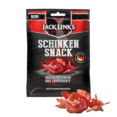 Jack Link’s Schinkensnack - 12er Pack (12 x 25g) - Proteinreicher Fleisch Snack aus Schweinefleisch - High Protein Snack für Gym, Fitness, Outdoor - Herzhaftes Trockenfleisch aus Deutschland