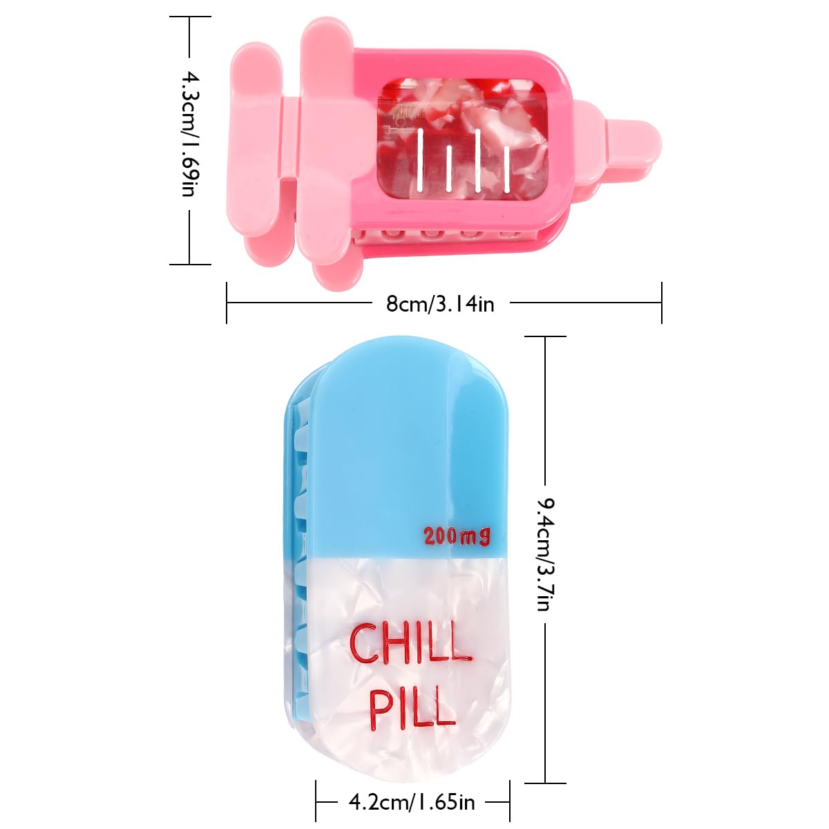Large Acetate Hair Claw Clip Fun Summer Pharmacy Pill Style for Women Amazon.com : Fun Pill Hair Claw Clips - Pharmacy Claw Clip  main image 2
