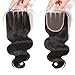 West Kiss Hair Brazilian Body Wave Virgin Human Hair 4x4 Lace Closure Three Part Hair Extension Natural Black Color (8 inches three part)