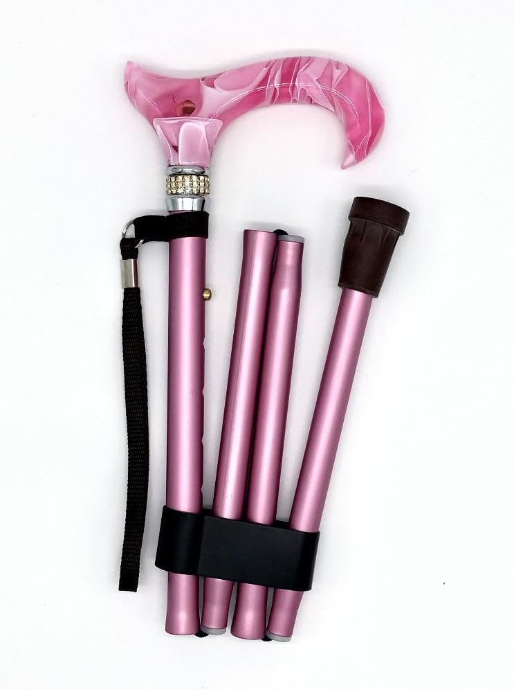 Classy Walking CanesFolding Pink with Rhinestones
