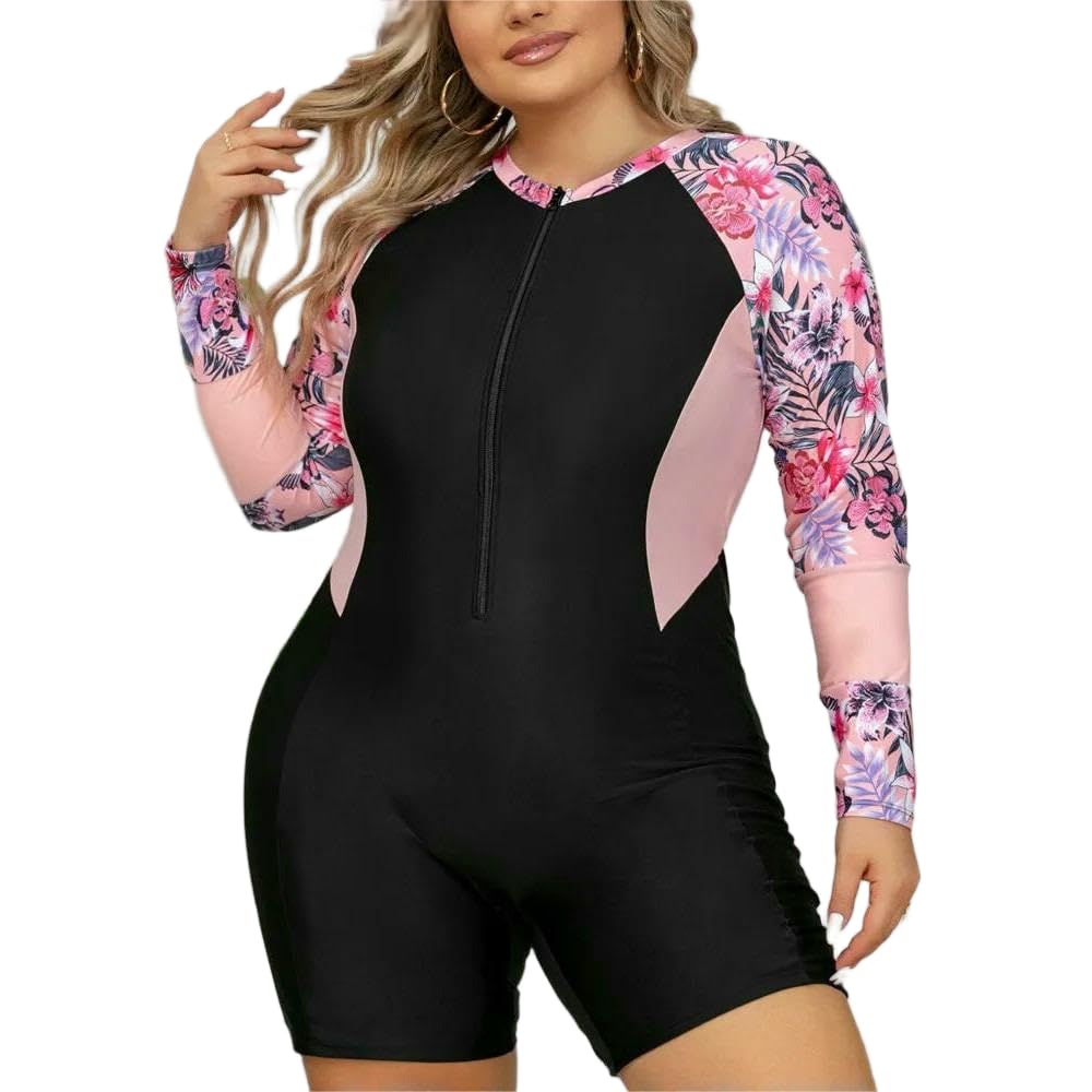 GLDFW Patchwork Plus Size Stroje Kąpielowe Kobiety Długi SLeeve Duży Jednoczęściowy Strój Kąpielowy Damski Stroje Kąpielowe Curvy Pulchny Strój Kąpielowy