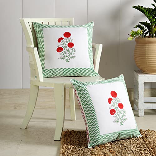 Image of Ravaiyaa - Attitude is everything Cotton Hand Block Printed Soft Cushion Cover Pillow Case 16 inch Square Cushion Sham Set of 2 Piece