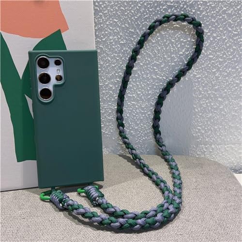 Coque bandoulière pour Samsung S20 FE étui cordon tressé antichoc vert foncé