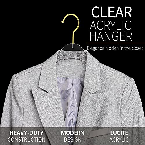 15 Pack Acrylic Hangers Clear And Gold Hangers Premium Quality Clear Acrylic Clothes Hangers Clothing Standard Hangers #TOP1