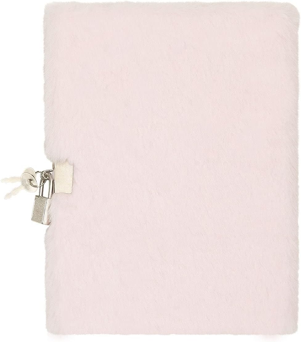 DRAEGER Paris | Pink I Love You Diary | Plush Journal with Padlock and Keys for Her Personal Secrets | Notebook Gift for Friend, Daughter, Girlfriend, Child