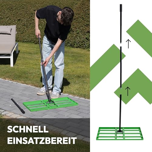 NovaTerra Rasenrakel 75x35 cm mit 2 Meter Stiel [für den perfekten Rasen] I Ideal zur Rasenpflege, Sandverteilung und Rasennivellierung I Leicht und handlich anwendbar Rasen rakeln