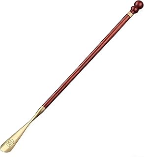 لبيسة حذاء فاخرة من الخشب الطبيعي والنحاس المصقول – لبيسه جزم طويلة بدون انحناء – معلقه حذاء مقاومة للصدأ - تصميم أنيق ومقبض مريح - للرجال والنساء وكبار السن مقاس 57سم