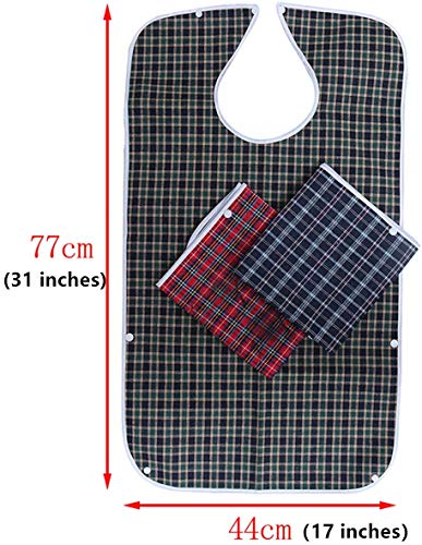 Hymic 3 Pack Adult Bibs With Crumb Catcher - 31" L X 17" W Washable Adult Dining Bib, Large Adult Feeding Bibs Clothing Protector #TOP1