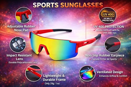 Image of Zynic Men's Stylish Sports Sunglasses For Unisex | UV400 Protection Classic Wrap Around Googles |Sports Shades for Driving,Cyclining Outdoor & Travel | Googles for man's