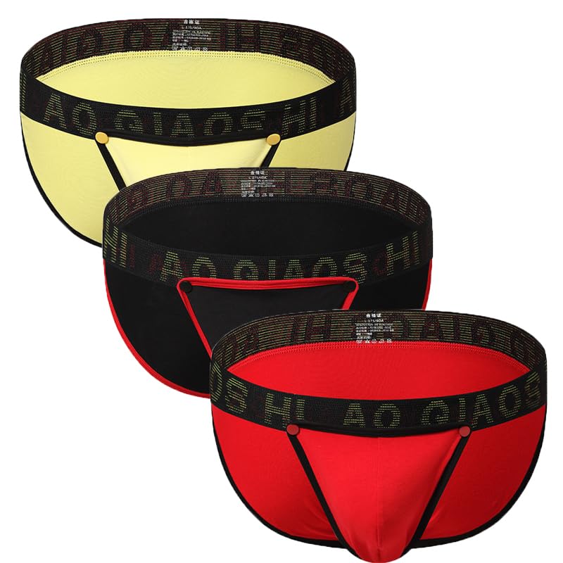 3 Pcs Men's Triangle Briefs, Solid Color