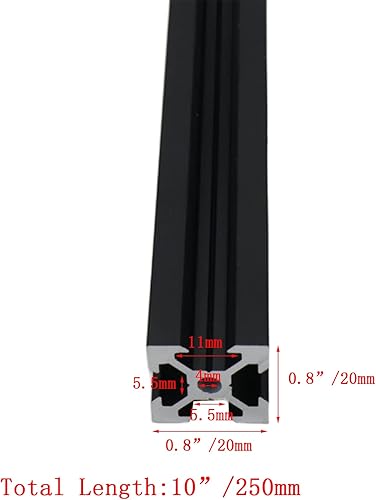 Miniatura 2 de Dnyta Marco de extrusión de perfiles de aluminio 2020 con ranura en T de 9.843in, riel lineal anodizado estándar europeo, juego de conectores de