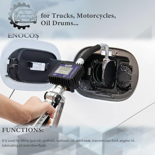 Enocos Digital Oil Control Valve Meter Nozzle, 1/2\" inch NPT Inlet, 1-35 L/min LCD Displays 1500Psi 100Bar Heavy Duty Lubricant Fueling Nozzle with Flow Meter (Not for Gasoline) - Thumbnail 2