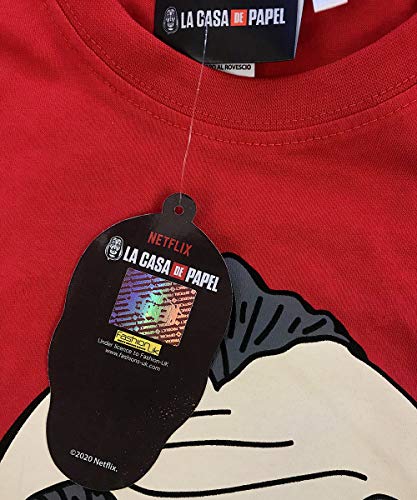 Casa de Papel Geld Heist Red Tshirt Front Print Dalì Masker Logo Officiële Product 100% Originele Netflix TV-serie - Afbeelding 4