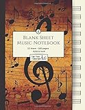 Blank Sheet Music Notebook: Music Manuscript Paper / White Marble Blank Sheet Music / Notebook for Musicians / Staff Paper / Composition Books Gifts ... * Large * 12 Stave * 102 pages *