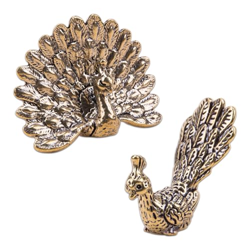 Figurines de Pavo Real de Latón Vintage 2Pcs
