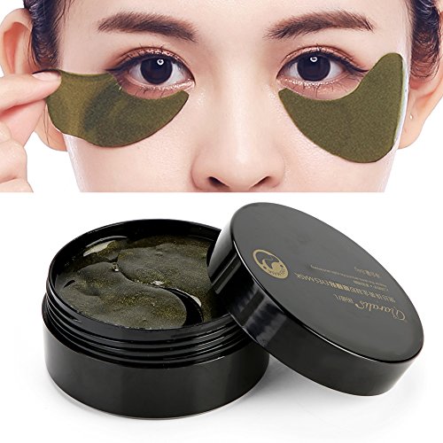 Preisvergleich Produktbild Augenmaske, Schwarzes Perlen Collagen Augenklappe, Under Eye Gel Pads, Feuchtigkeitsspendende und pflegende Pads, Augenringe entfernen, Tränensäcke, Fett, Anti-Falten, 60 Stück