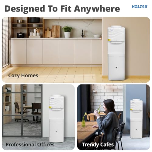 Image of Voltas Floor Mounted Water Dispenser, 3 Water Modes (Hot, Normal, Cold), ABS Body, White, Minimagic Wave FS, 20 litres