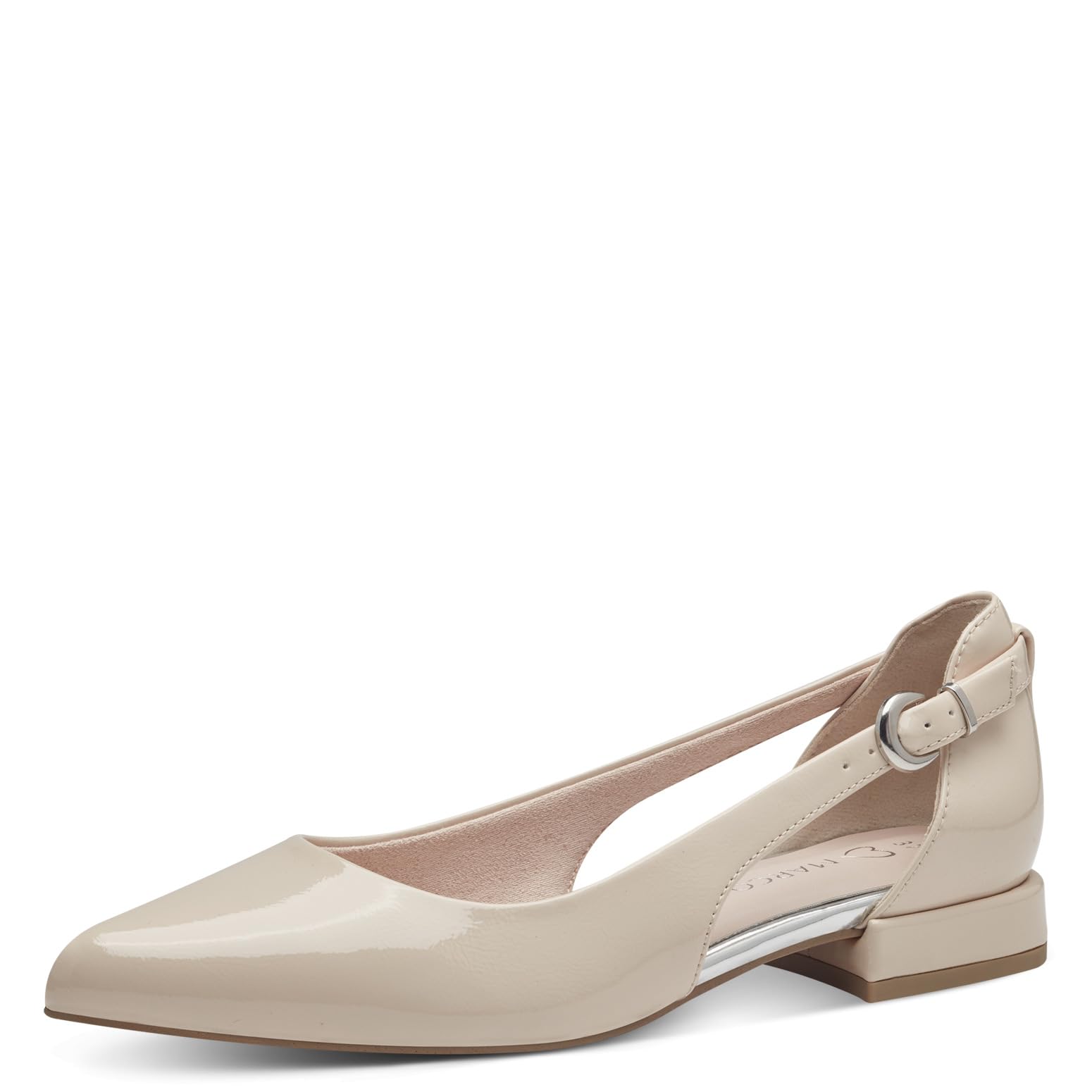 MARCO TOZZI Women's 2-22114-42 Ballet Flat, Powder Patent, 7.5