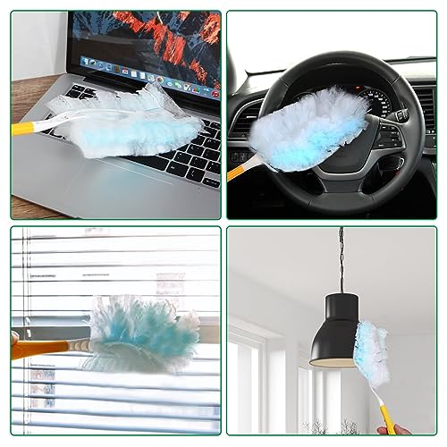 Image of Duster Refills,Static Dust Removal Brush Disposable Replacement Head Compatible with Swiffer Duster Refills for Electronics, Furniture, Blinds, Ceiling Fans (Blue, 18 PCS)
