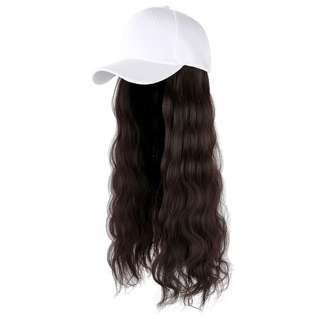 GSOUL Hat with Hair Wig Cap Fashionable Natural Peaked Women's Long Curly Realistic Adjustable