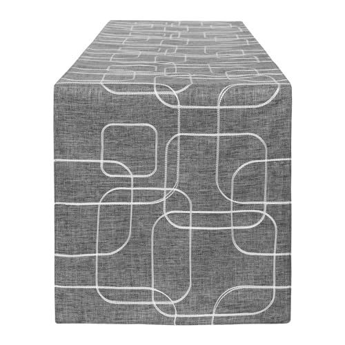 LLCUTESHOP Chemin de Table Européen au Design Innovant Lin Coton de Chemin de Table Gris 32x275cm, Double épaisseur de Haute Qualité Chemin de Table,...