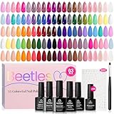 Beetles Spring Gel Nail Polish Set - Vibrarnt Holiday 55 Colors Gel Polish Kit with 5 Pcs Base Glossy Matte Top Coat UV LED Soak off Nail Polish Red Brown Pink Green Blue Summer Gifts for Women