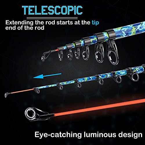 Sougayilang 2021 Angelrute der neuen Generation, Junge Modetarnung Blue Fishing Pole & Luminous Tip Design, Teleskop… – Bild 4