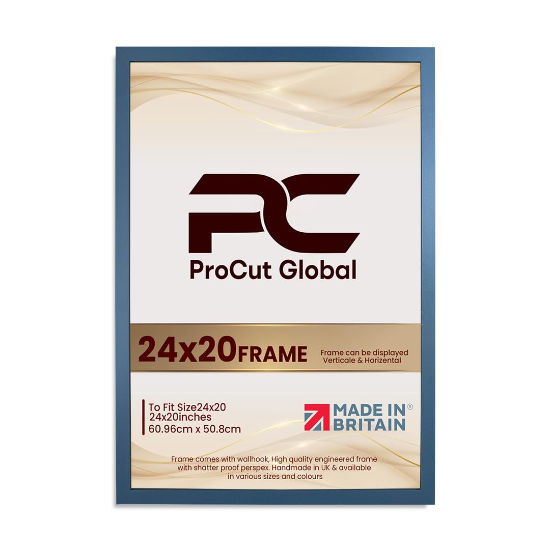 Procut Global 24X20 Navy Blue Picture Frames – Sleek Wooden Photo Frame with Shatterproof Perspex for Wall or Tabletop – Perfect for Posters, Certificates, Prints–Multiple Sizes & Colors Available