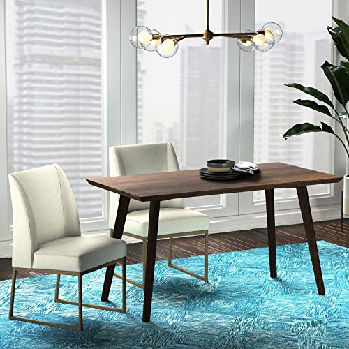 Amazon Brand – Rivet Contemporary Dining Chair With Brass Metal Base, 34"H, Chalk #TOP1