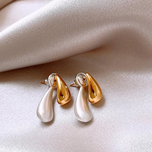 Vivian&CD Chunky Gold Hoop Earrings Set For Women, Lightweight Teardrop Earring Trendy Hypoallergenic 14k Gold Hoop Earrings Cartilage Stacks Earrings Jewelry4