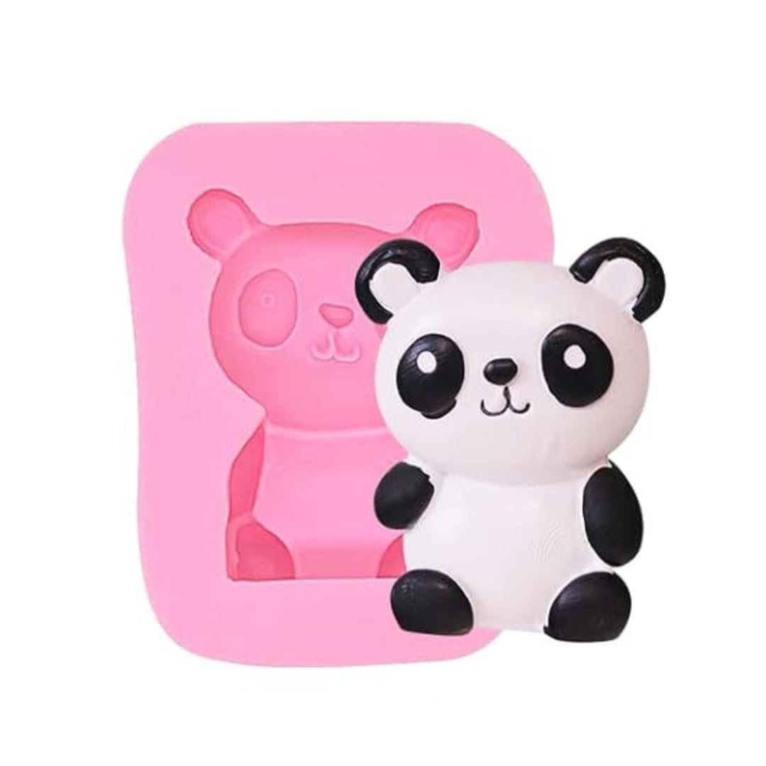 Skytail Panda Shape Mold Silicone Cartoon Animal Cookie Mold for DIY Candle Making Wax Melts Polymer Clay Molds Cute Handmade Soap Molds Cookie Chocolate Jungle Safari Cake Fondant Molds-image-1