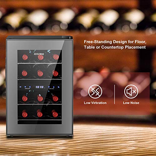 maisee Dual Zone Wine Cooler, 12 Bottles Mini Small Wine Cooler