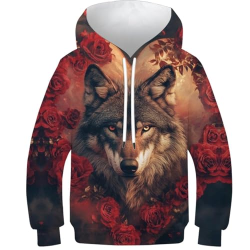 Sweat-shirt pour tout-petits et adolescents garçons avec motif loup original 10-12 ans