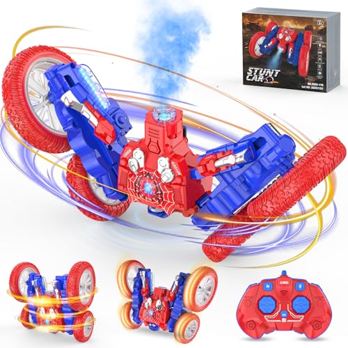 Voiture Télécommandée Enfant, Spider Robot Monter Truck RC Car Transformable Radiocommandee avec Spectacle de Lumière Jouet Garçon Fille 5 6 7 8 9 10 11...