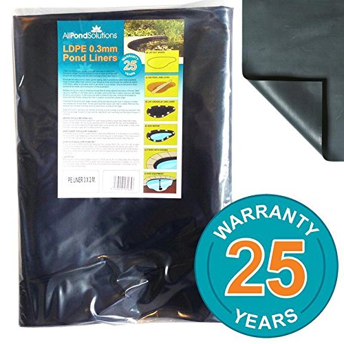 All Pond Solutions Pond Liner - Flexible Koi Fish Ornamental Pond Liners - Black - 25 year Warranty (3x3m)