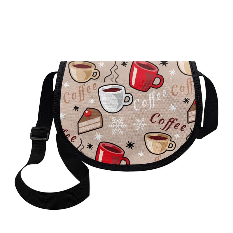 Rainbow Heart Women Vintage Messenger Bag Aztec Tribal Semi Circle Crossbody Bag Clover Music Note Canvas Handbags