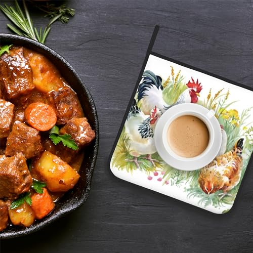 Chickenroosterfarmpotholdersetof2heatresistantpotholdersovenhotpadsforkitchencookingbakingbbq Urban Country Home Decor Chicken rooster farm pot holder set of 2heat resistant potholders oven hot pads for kitchen cooking baking bbq urban country home decor