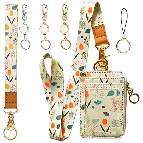 Badge Holder with 3 Pack Retractable Reel,Lanyard Wallet Cover