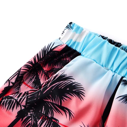 Image of Weixinbuy Boys Summer Outfits Short Sleeve Hawaiian Shirt and Shorts Vacation Set for Kids Summer Clothes Set