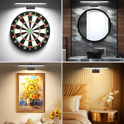 Image of RAIFOOLLY Picture Light, 16inch Picture Lights for Wall Cordless with Timer and Dimmable, 5000mAh Battery Wall Lights for Display Gallery Painting Art Frame Portrait-Black