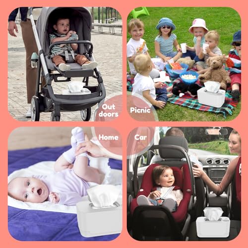 Baby Wipe Warmer, Baby Wet Wipes Dispenser with LED Light, 3 Adjustable Temperature Diaper Wipe Warmer, Portable Baby Wipe Heater Warmer Keeps Wipes Warm and Moist for Newborns Baby Nursery